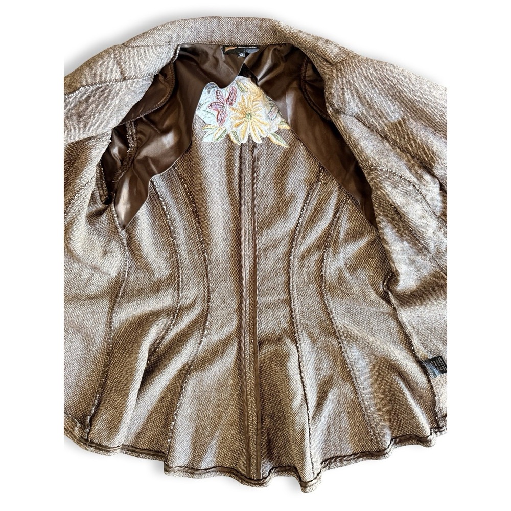 Vintage Contrived Clash Women's Embroidered Blazer Jacket Boho Western Size 10 - Picture 8 of 10
